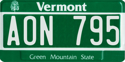 VT license plate AON795