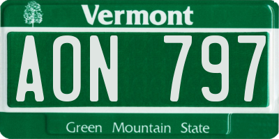 VT license plate AON797