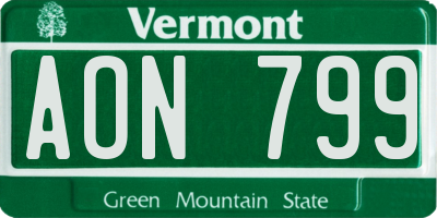 VT license plate AON799