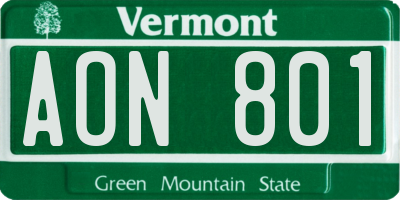 VT license plate AON801