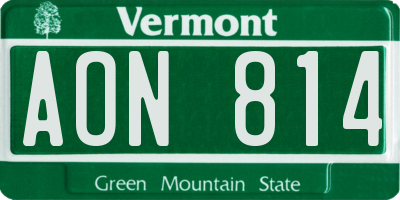 VT license plate AON814