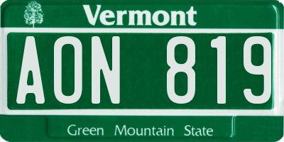 VT license plate AON819