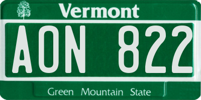 VT license plate AON822