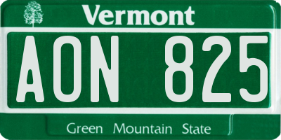 VT license plate AON825