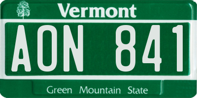VT license plate AON841