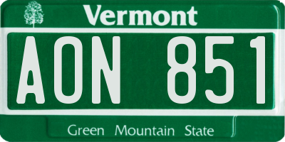 VT license plate AON851