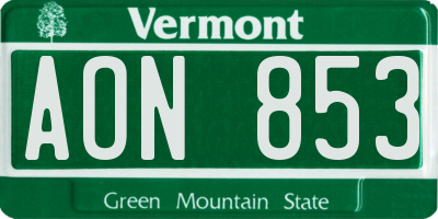 VT license plate AON853