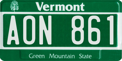 VT license plate AON861