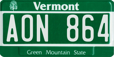 VT license plate AON864