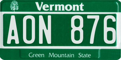 VT license plate AON876