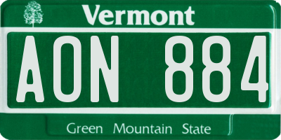 VT license plate AON884