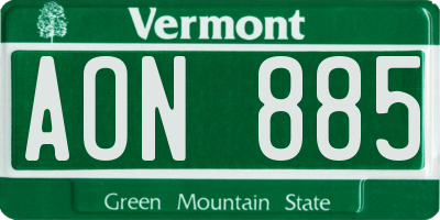 VT license plate AON885