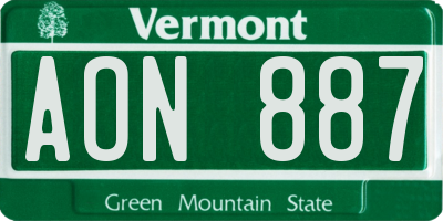 VT license plate AON887