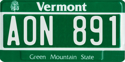 VT license plate AON891