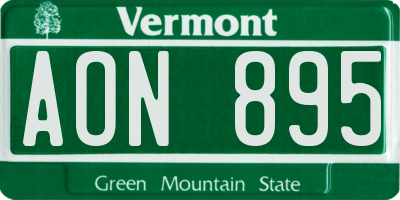 VT license plate AON895