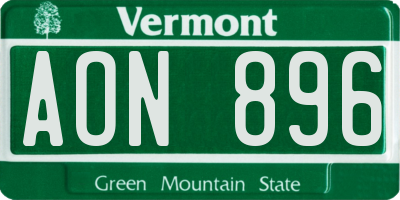 VT license plate AON896