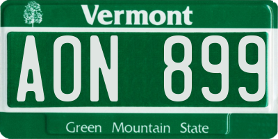 VT license plate AON899