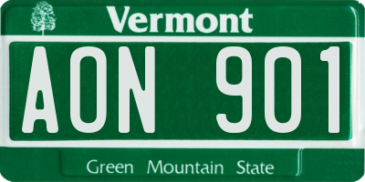 VT license plate AON901