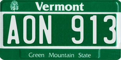 VT license plate AON913