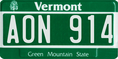 VT license plate AON914