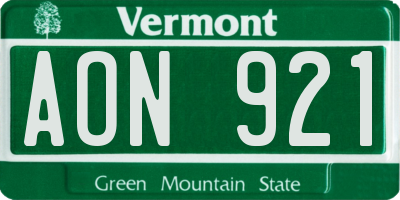 VT license plate AON921