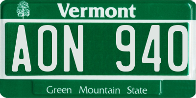 VT license plate AON940