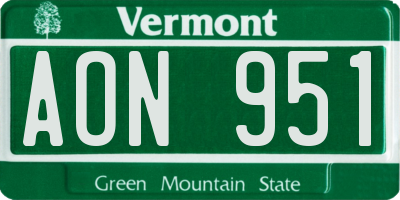VT license plate AON951