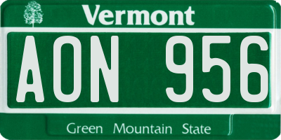 VT license plate AON956