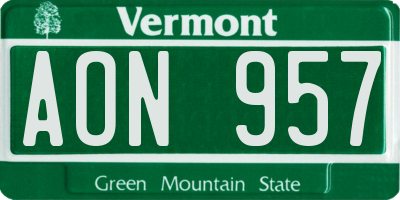 VT license plate AON957