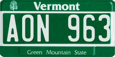 VT license plate AON963