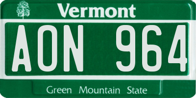 VT license plate AON964