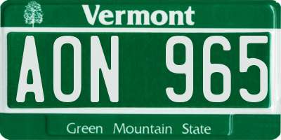 VT license plate AON965