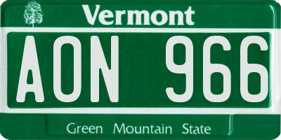 VT license plate AON966