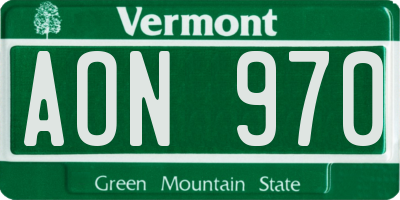 VT license plate AON970