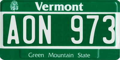 VT license plate AON973