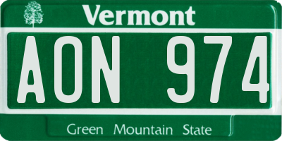 VT license plate AON974