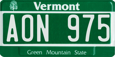 VT license plate AON975
