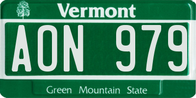 VT license plate AON979