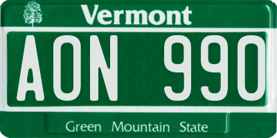 VT license plate AON990