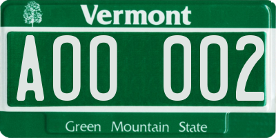 VT license plate AOO002