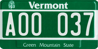 VT license plate AOO037
