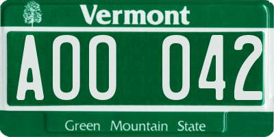 VT license plate AOO042