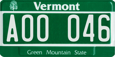 VT license plate AOO046