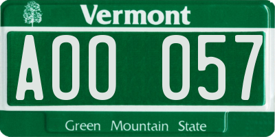 VT license plate AOO057