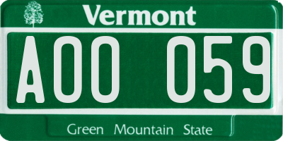 VT license plate AOO059