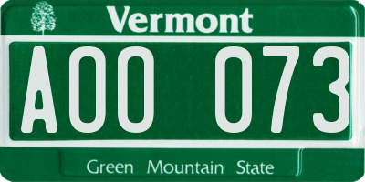 VT license plate AOO073