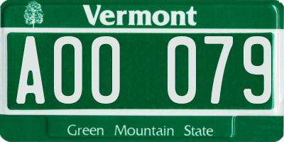 VT license plate AOO079