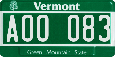 VT license plate AOO083