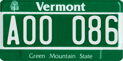 VT license plate AOO086