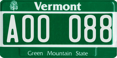 VT license plate AOO088